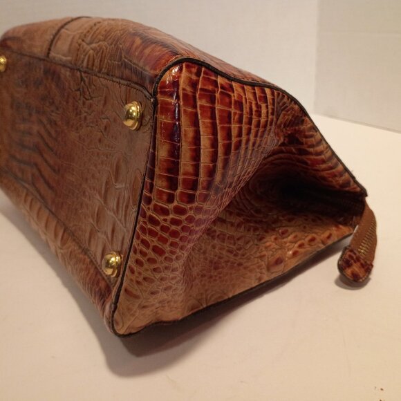 Vintage BRAHMIN ANNABELLE Melbourne Pecan Croc-Embossed Leather Zip-top Satchel - Picture 13 of 15